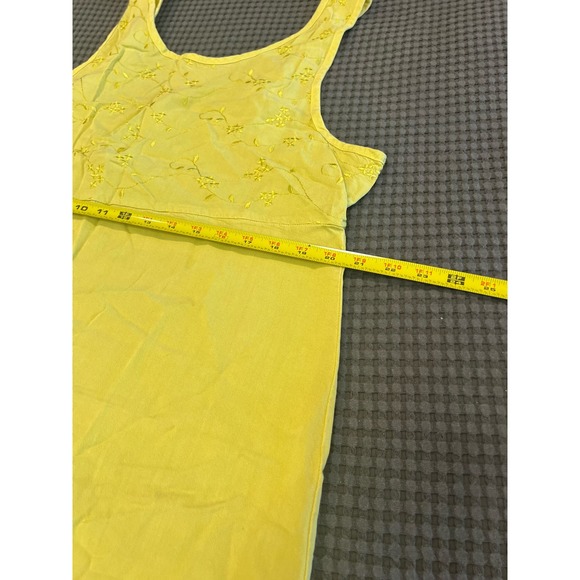 Vintage Froxx Lime Green y2k 90s USA Floral Embroidered Maxi Dress Size L - Picture 4 of 10